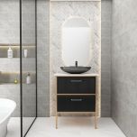 Vanity, Black & White Color Vanity, White Corian Top, Vanity with Drawer, MS Leg with Golden Paint, Vanity - IM134