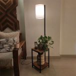 Floor Lamp, Floor Lamp with Brown, Black & Off White Color, Floor Lamp in Wood, Floor Lamp for Living & Bedroom Area, Floor Lamp with Side Table, Floor Lamp - IM14105