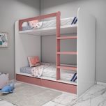 Bunk Bed, Bunk Bed in Pink & White Color, Bunk Bed with Drawer, Bunk Bed - IM5074