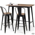 Table & Chair Set, Black & Brown Table & Chair Set, Table & Chair Set with Metal Legs, Chair- IM - 6055