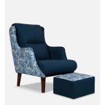 Chair, FN1981999-S-PM29017 (Mubelcasa),Jerrish Wing Chair With Footstool in Blue Colour, Chair - IM6121