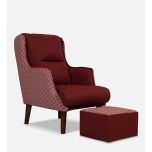 Chair, FN1982000-S-PM29017 (Mubelcasa),Jerrish Wing Chair With Footstool in Dark Red Colour, Chair - IM6122