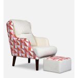 Chair, FN1982002-S-PM29017 (Mubelcasa),Jerrish Wing Chair With Footstool in Red and White Colour, Chair - IM6124