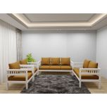  Sofa Set, Solid Wood Sofa, Sofa For Living Room, White & Golden Color Sofa, Sofa with Golden Fabric, Sofa Set - IM- 4062