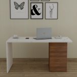 Office Table, White & Wood Office Table, Table for Office, MD Table, Office Table With drawer, Office Table with Shutter , Office Table - IM - 12070