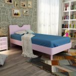 Kids bed, Children  bed, single bed , Pink bed ,Panel bed, 4x6 ft  bed, Pink color headboard with wooden legs , Bed-IM- 3002