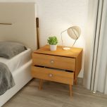 Wooden Bedside Table , Bedside Table with wooden legs ,  wooden Bedside Table in brown with drawers,Floor standing, Bedside Table- IM772