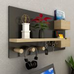 Wall unit  hanging with hooks and shelf, open storage wall unit in solid finish, wall unit with box pocket storage, utility wall shelf for storage,Wall  mounted storage unit,Wall shelf unit-IM410
