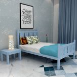 Kids bed, Childrens  bed, single bed , Blue bed , 4x6 ft  bed, Blue color headboard with wooden legs , Bed-IM- 3007