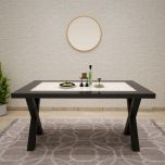 Dining Table, Rectangular Dining Table, Black Dining Table, Dining Table with Stone Top, Dining Table -VT - 3052
