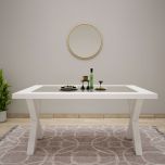 Dining Table, Rectangular Dining Table, White Dining Table, Dining Table with Stone Top, Dining Table -VT - 3053