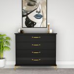 Storage Unit, Black Color Storage Unit, Storage with Drawers, Sideboard for Living Room & Bedroom, MS Leg in Golden Finish, Storage Unit - VT11070