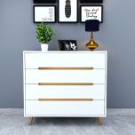 Chest of Drawer, White & Golden  Color Cabinet, Chest of Drawer with Darwer, MS Leg with Golden Finish, Chest of Drawer - VT11073