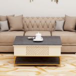 
Coffee Table, Drawing Room Furniture, Coffee Table With Black, Beige & Gold Color, Coffee Table With Metal Legs, Coffee Table - VT12126