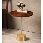 End Table, (Bhati Impex) BI3027, Breeza End Table with Dark Brown & Gold Finish, End Table - VT12178
