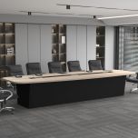 Meeting Table, Conference Table, Office Table, 3 Pop-up Box in Meeting Table (12 Seater), Meeting Table in Light Brown & Black Color, Meeting Table - VT17002                              