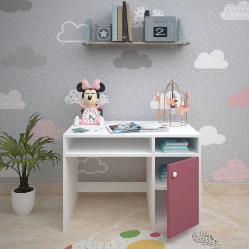 Kids Study Table, White & Pink Color Study Table, Study Table with Open