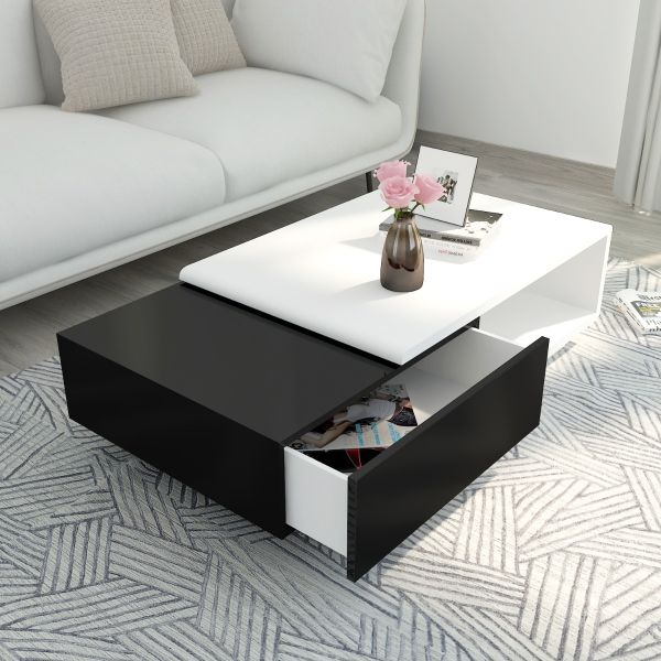 Rectangular Coffee Table ,coffee table for living/waiting area modern look coffee table in white & black in prelaminate particle board,Coffee Table - EL800