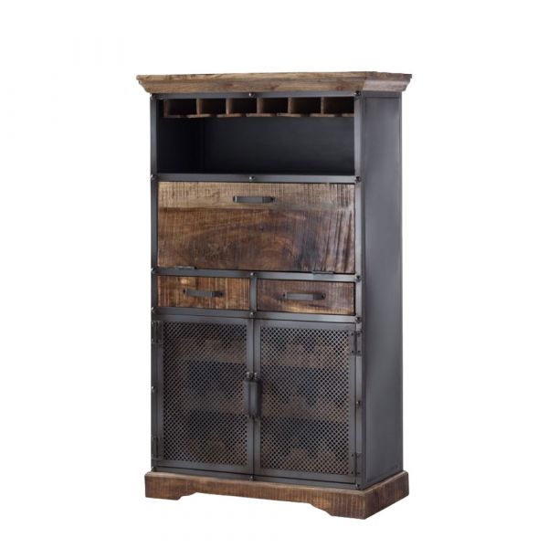 Bar Cabinet, Black & Brown Bar Cabinet , Bar Cabinet with Drawer, Bar Cabinet with Shutter, Bar Cabinet with open Space, Bar Cabinet - EL - 10052