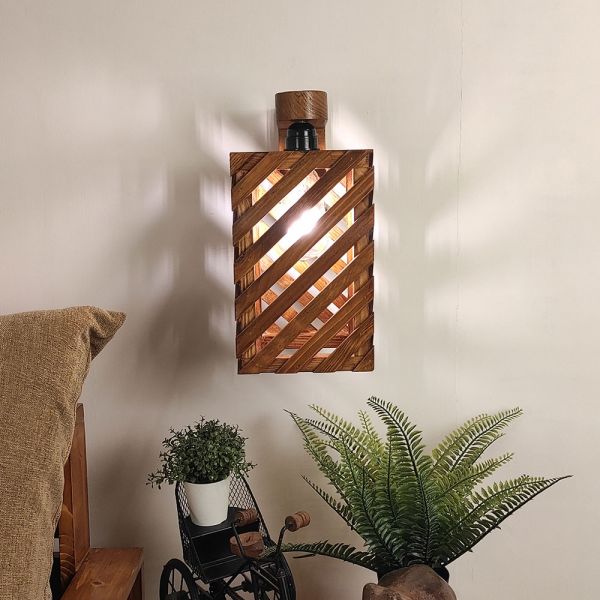 Wall Light, Wall Lamp with Light Brown Color, Wall Lamp in Wood, Wall Lamp for Living & Bedroom Area, Wall Lamp - EL14096