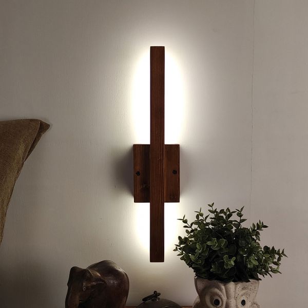 Wall Light, Wall Lamp with Light Brown Color, Wall Lamp in Wood, Wall Lamp for Living & Bedroom Area, Wall Lamp - EL14099