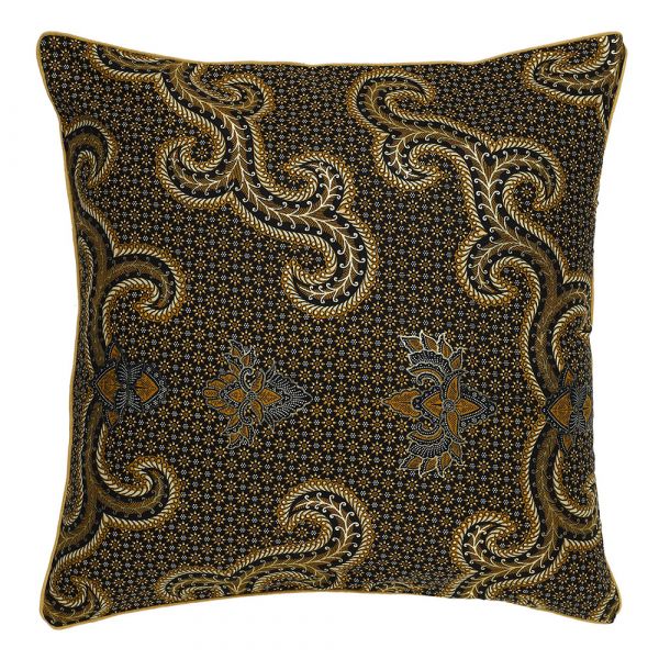 Cushion, (Cocotier) Cushion 7, Indonesian Batik Cotton Cushion with Piping on the Edges, Coconut Shell Button Closure at the Back, Cushion - EL16068