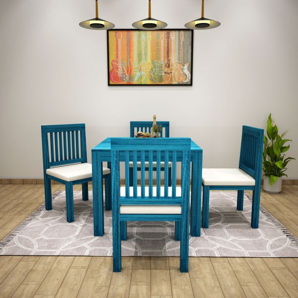 Dining Table Set, Dining Table Set In Blue Color, 4 Seater Dining Table Set, Dining Table Set - EL3055
