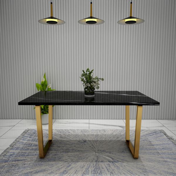 Dining Table, Dining Table for Living room, Dining Table with Black Color, Dining Table with Golden MS Legs, Dining Table - EL3056