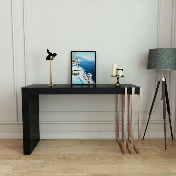 Console Table, Black & Rose Gold Console Table, Console Table with Metal Tube in Rose Gold Finish, Console Table with Designing Leg, Console Table - IM12159