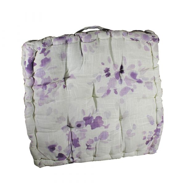 Cushion, White & Purple Color Cushion, Cushion in Rectangular Shape, Chair Pad, Chair Cushion, Cushion - IM16069
