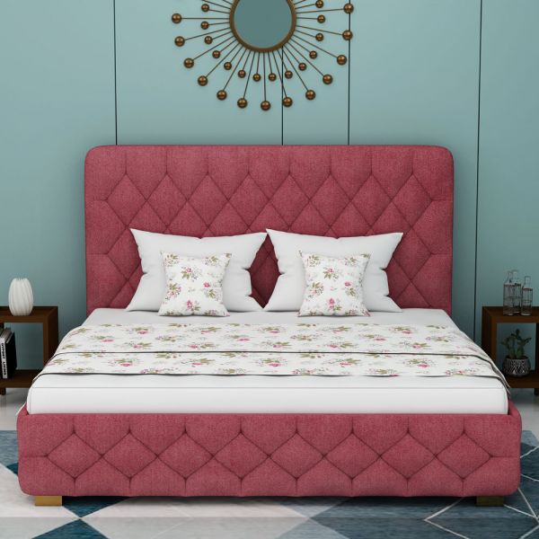 Bed, King Size Bed, Full Size Bed, Bed for Bedroom, Bed in Dusty Pink Color, Bed with Golden Legs, Bed - IM5105