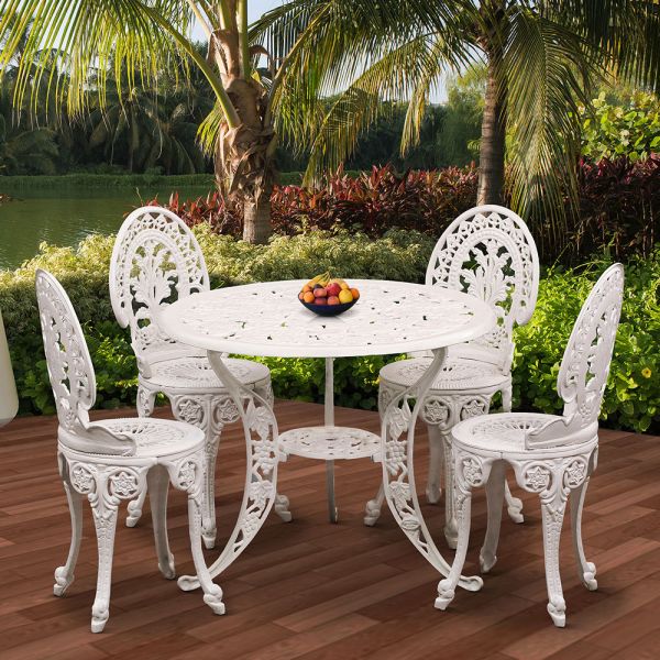 Table & Chair, DGC-002,DGT-018 - OFFWHITE (DWARKA ART INDIA), 2 Cast Aluminium Chair and 1 Table, Table & Chair Set - IM6112