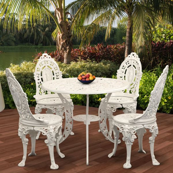 Table & Chair, DGC-006,DGT-018 - OFFWHITE (DWARKA ART INDIA), 2 Cast Aluminium Chair and 1 Table, Table & Chair Set - IM6114