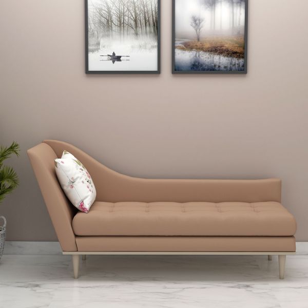 Chaise, Seating Sofa, Seating Sofa in Beige & Brown Color, Chaise Living Room & Bed Room, Chaise in Wooden legs,  Chaise - IM6149