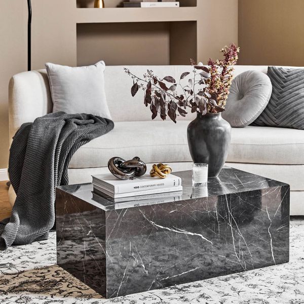 Coffee Table, (BI2818) Coffee Table with Black Marble Finish, Coffee Table cum Side Table, Coffee Table - VT12190