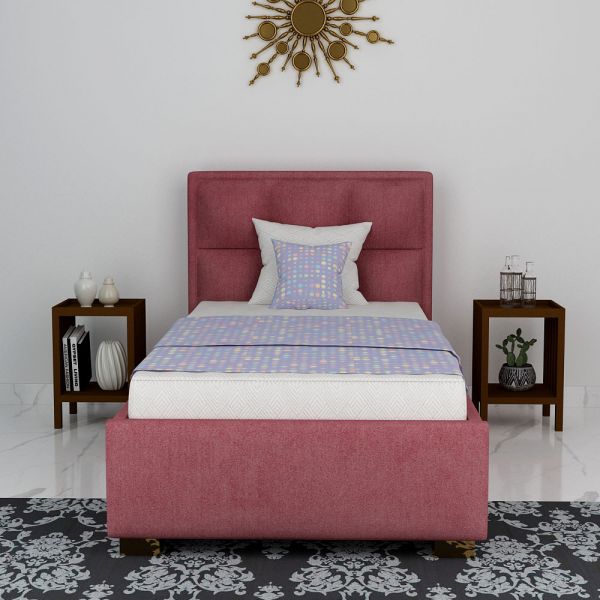 Bed, Single Size Bed, Bed for Bedroom, Bed in Dusty Pink Color, Bed With Golden Legs, Bed - VT5091