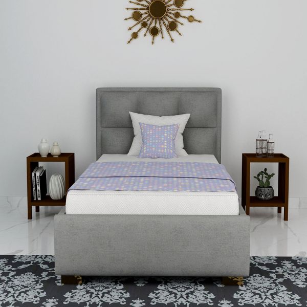 Bed, Single Size Bed, Bed for Bedroom, Bed in Grey Color, Bed With Golden Legs, Bed - VT5092