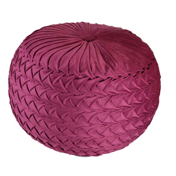 Puffy , Puffy for Living Room & Bedroom, Puffy sitting Stool, Puffy in Round Shape, Puffy in Maroon Color, Puffy - VT6154